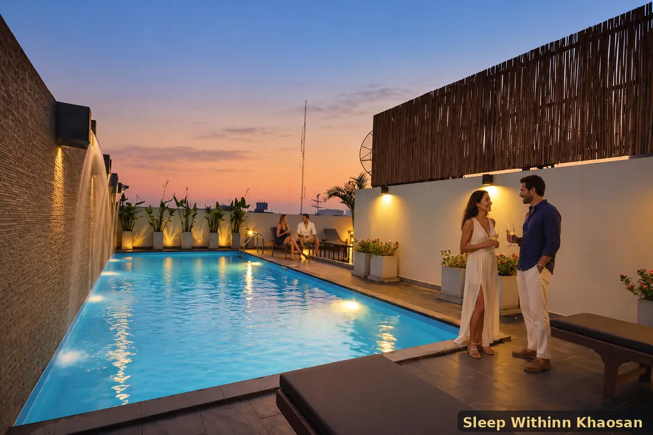Two adult couples at the genuine Sleep Withinn rooftop pool