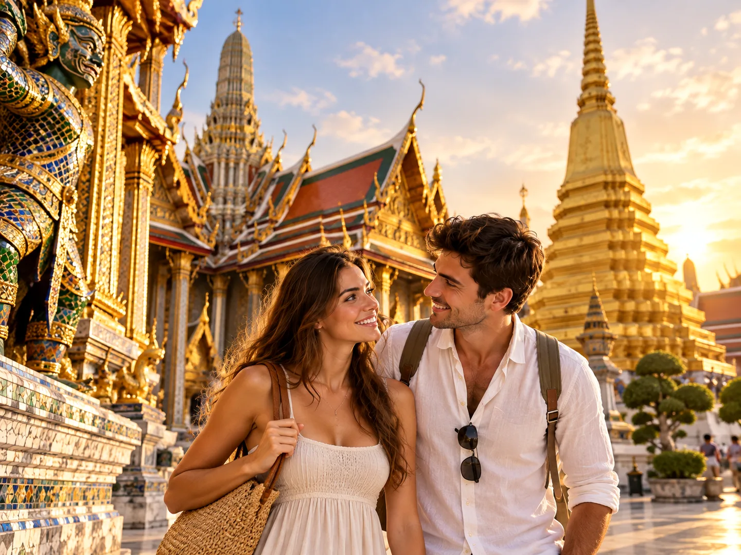 Tourist couple at the Grand Palace Bangkok